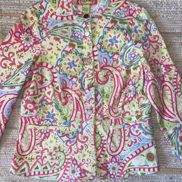 Lilly & Van Colorful Paisley Print Denim Button Up Jacket / Blazer Size Small - Picture 4 of 7